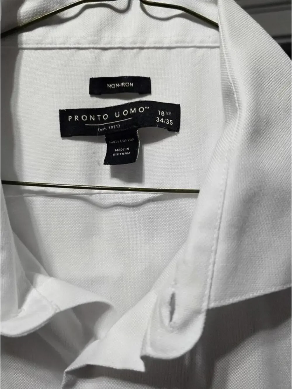 5 Pack Pronto Uomo White Long Sleeve Dress Shirt 100% Cotton Size 18 34/35